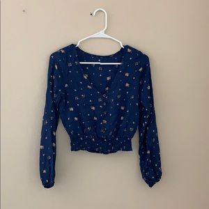 Dark Blue Floral Top